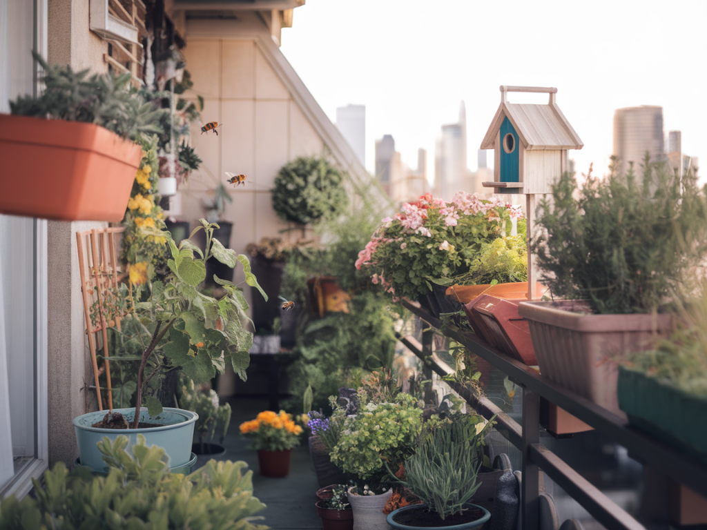 Comment transformer un balcon étroit en refuge pour abeilles et oiseaux avec 10 plantes faciles à entretenir