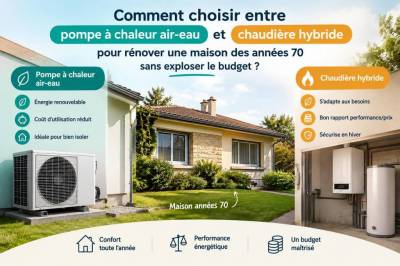 Comment choisir entre pompe à chaleur air‑eau et chaudière hybride pour rénover une maison des années 70 sans exploser le budget